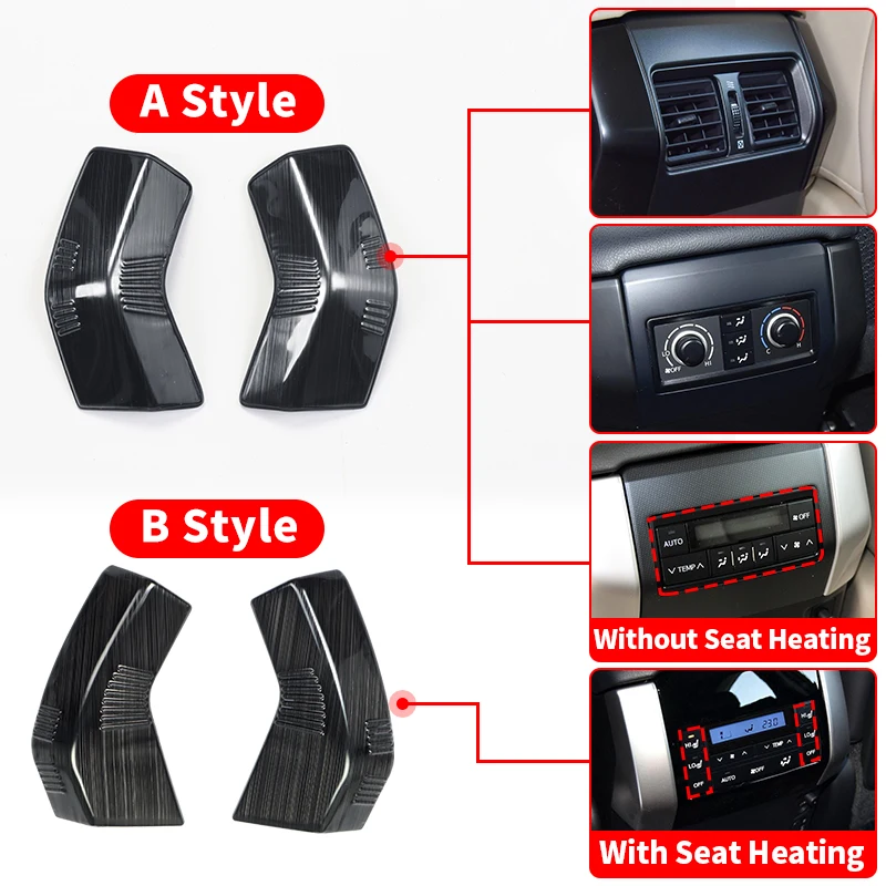 For 2010-2023 Toyota Land Cruiser Prado 150 J150 Armrest Air Vent Trim Stainless Steel Protective Cover Interior Accessories