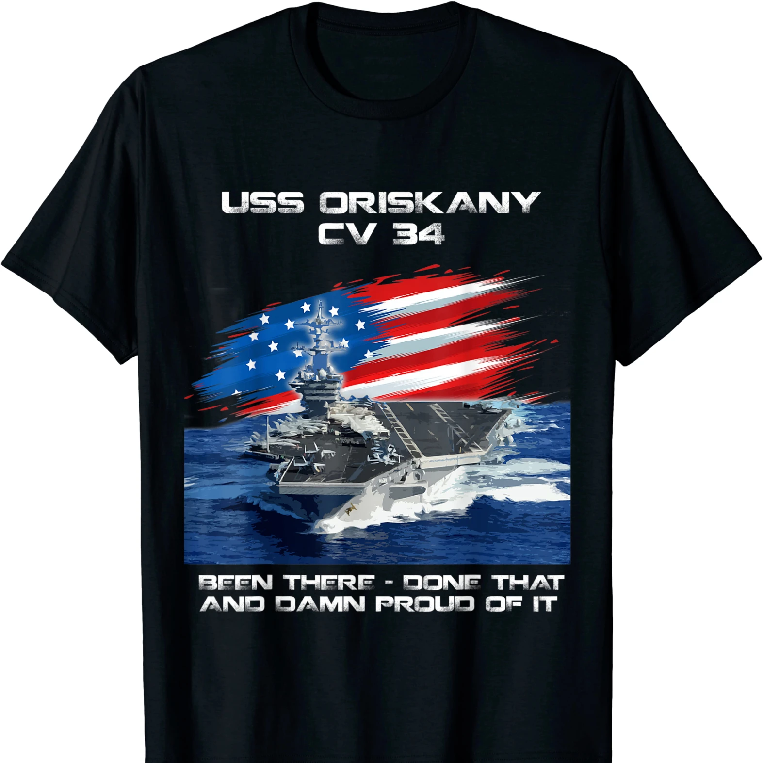 USS Oriskany CV 34 Aircraft Carrier Veteran USA Flag Xmas T Shirt. Short Sleeve 100% Cotton Casual T-shirts Loose Top Size S-3XL