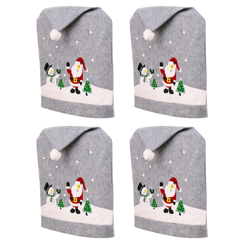 Giáng Sinh Ghế Có Ghế Ăn Bọc Santa Mũ Bảo Vệ Ghế Mềm Dropshipping