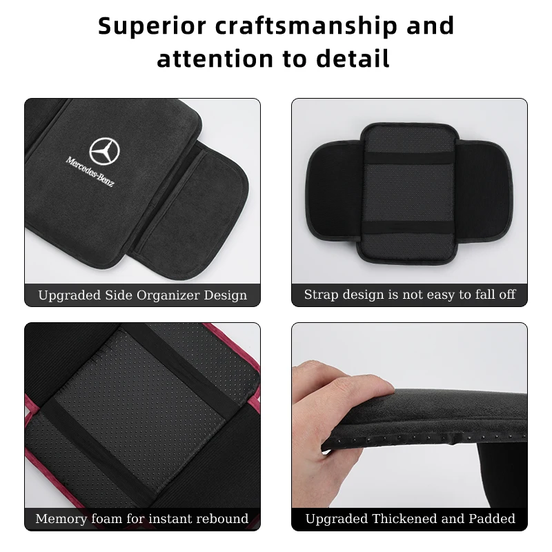 Soft Car Armrest Box Booster Pad Organiser Accessories For Mercedes Benz A B C E S Class W201 W210 W108 W205 W203 C180 C300 C260