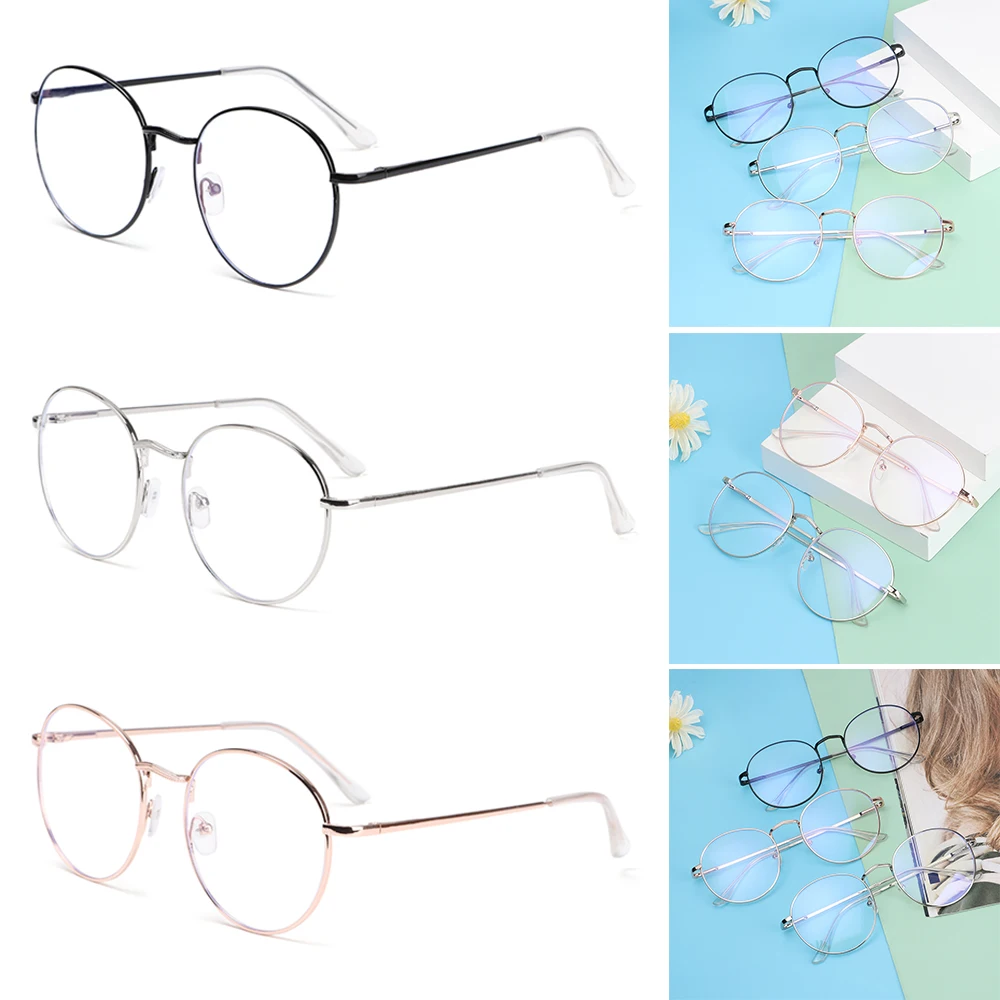 

Computer Portable Vintage Metal Glasses Anti-Blue Light Eyeglasses Eye Protection Ultra Light Frame