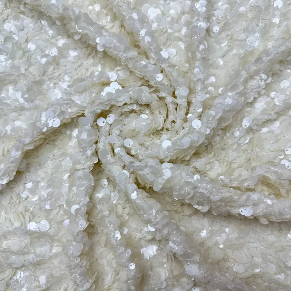 

Lace Mesh Sequin Embroidery Fashion Fabric for Decoration Dress Clothing Handmade Diy Cloth By The Yard Sewing Material