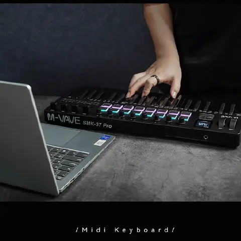 M-VAVE SMK-37 PRO Keyboard MIDI Controller 37 Key 16 RGB Pads&8 Knobs Supports Wireless Connection Systems Software Operation