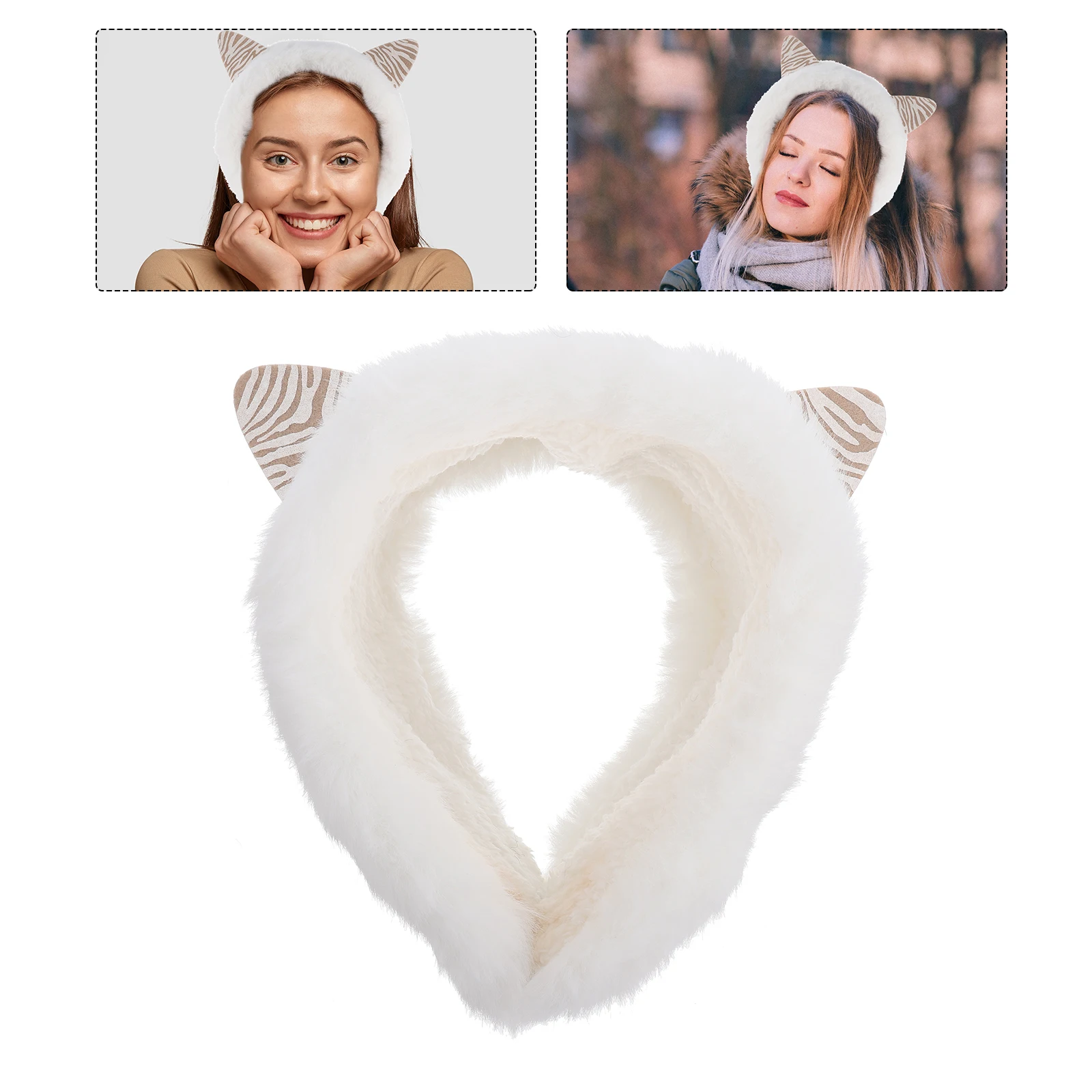 

1pc Cat Ear Earmuff For Winter Warmth Adorable Cartoon Design Soft Cartoon Hair Band Skin-Friendly Ear Cover Outdoor Wear