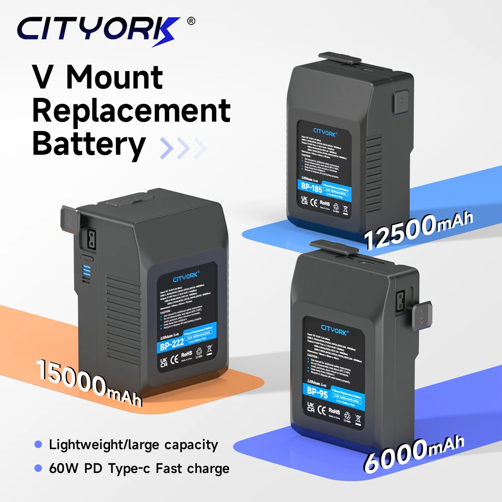 14.8V V-Lock BP Batteries V Mount Battery Type-C Micro Fast Charging for LED Video Light cameras smartphones Camcorder Broadcast