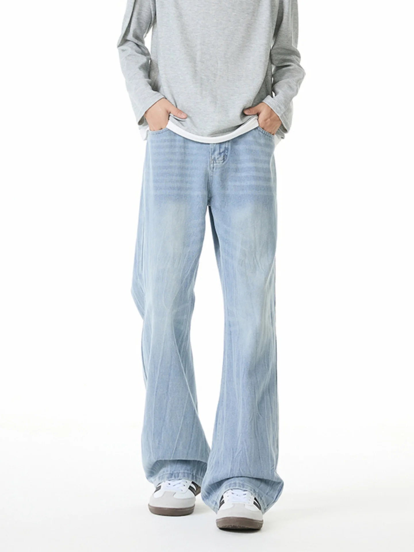 

Waed Lightning Pattern Men's Jeans Loose Straight Leg American High Street Cleanfit Trousers Autumn Faion Casual Jeans