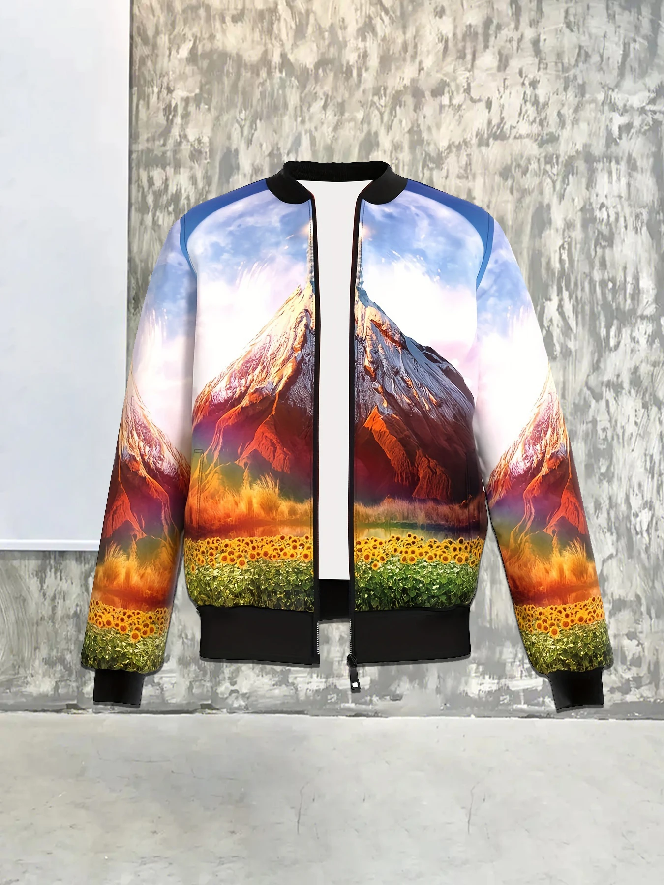 Men's Natural Landscape Sports Jacket | Spring-Autumn Baseball Collar Pilot Jacket | Lightweight Street Casual Jogging Outfit
