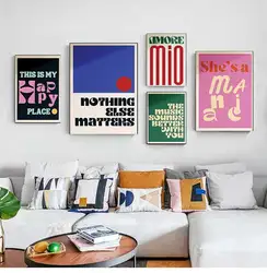 Minimalism Decor Posters Quotes Wall Art Canvas Painting Inspired Music Ciao Amore With Love Prints Living Room Home Decor