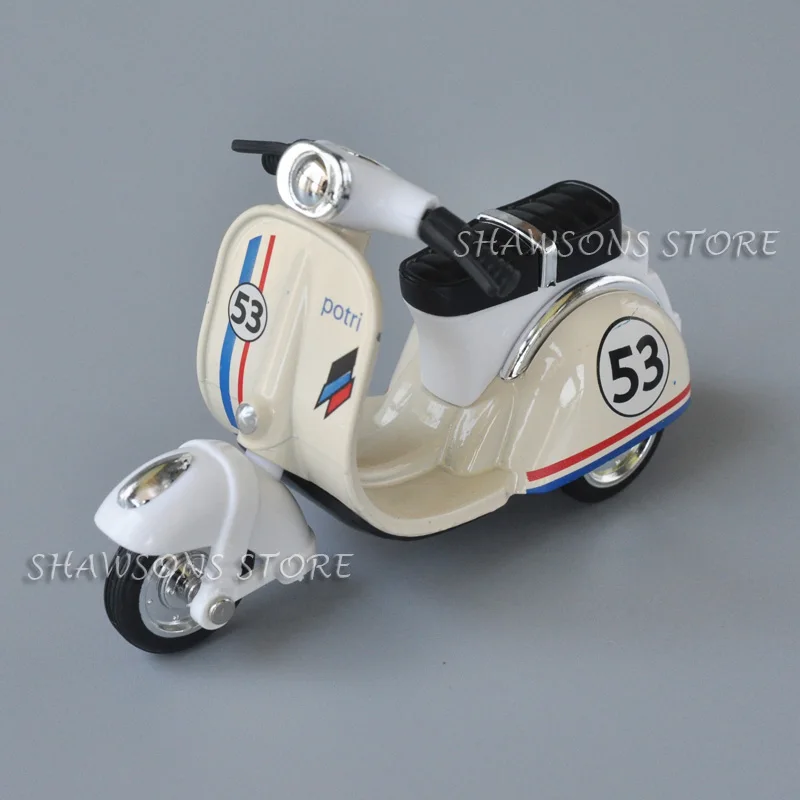 1:18 Scale Diecast Motorcycle Model Toys Scooter Vespa Pull Back Miniature Replica For Kids