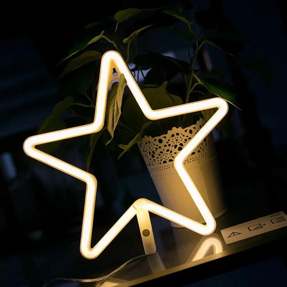 LED Neon Light Romantic USB/Battery Powered Neon Lamp Creative Star Shape LED Light Wall Decoration For Party