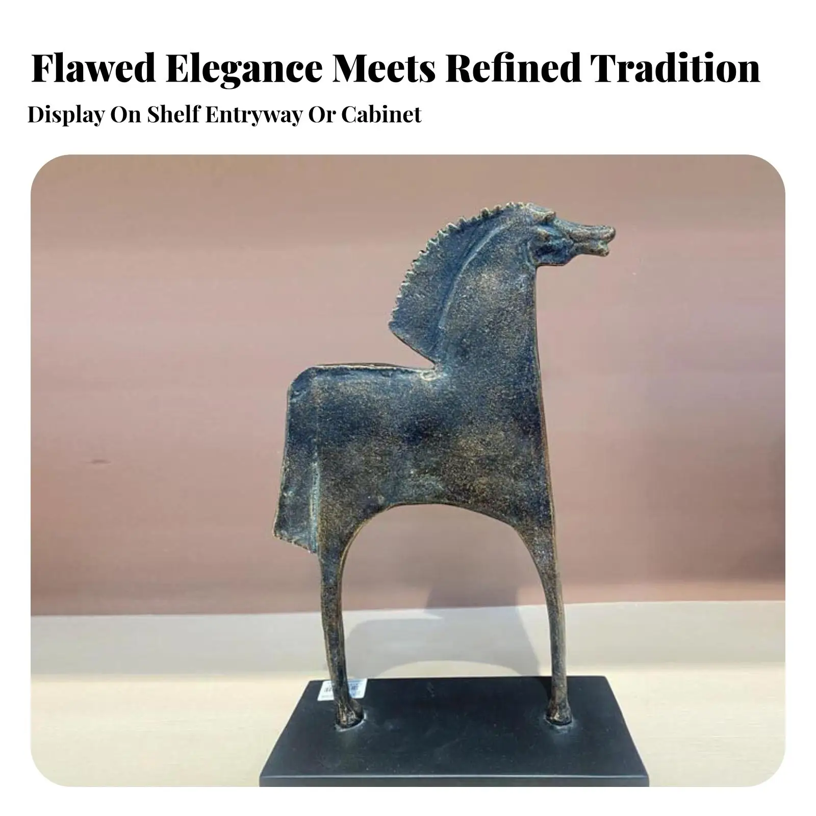 statue-de-cheval-decorative-en-resine-sculpture-abstraite-finition-bronze-pour-console-d'entree-piece-de-decoration-moderne-pour-la-maison