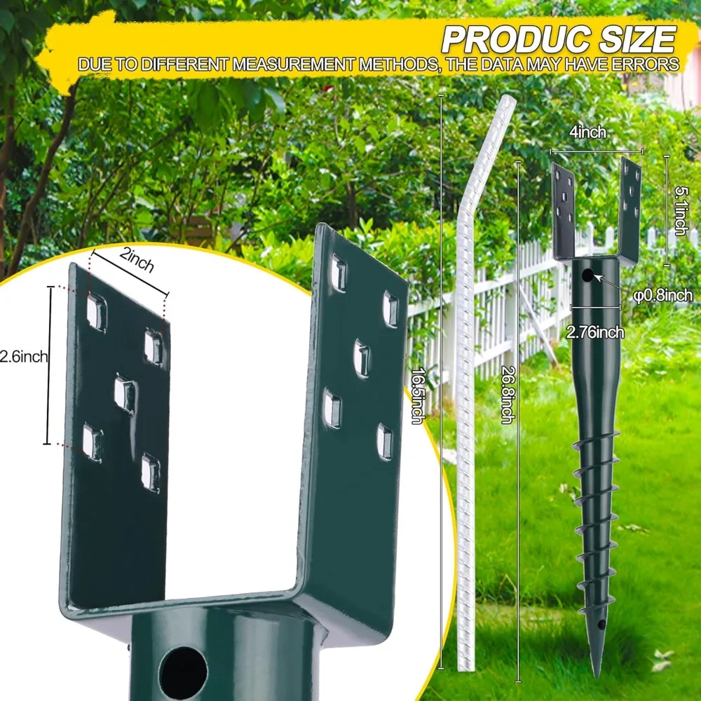 مسمار مرساة أرضي - حصة عمود على شكل حرف U مقاس 27 بوصة لصندوق البريد والسياج، تتضمن مسامير التأخر وتحديد التسليح، يناسب معيارًا #2