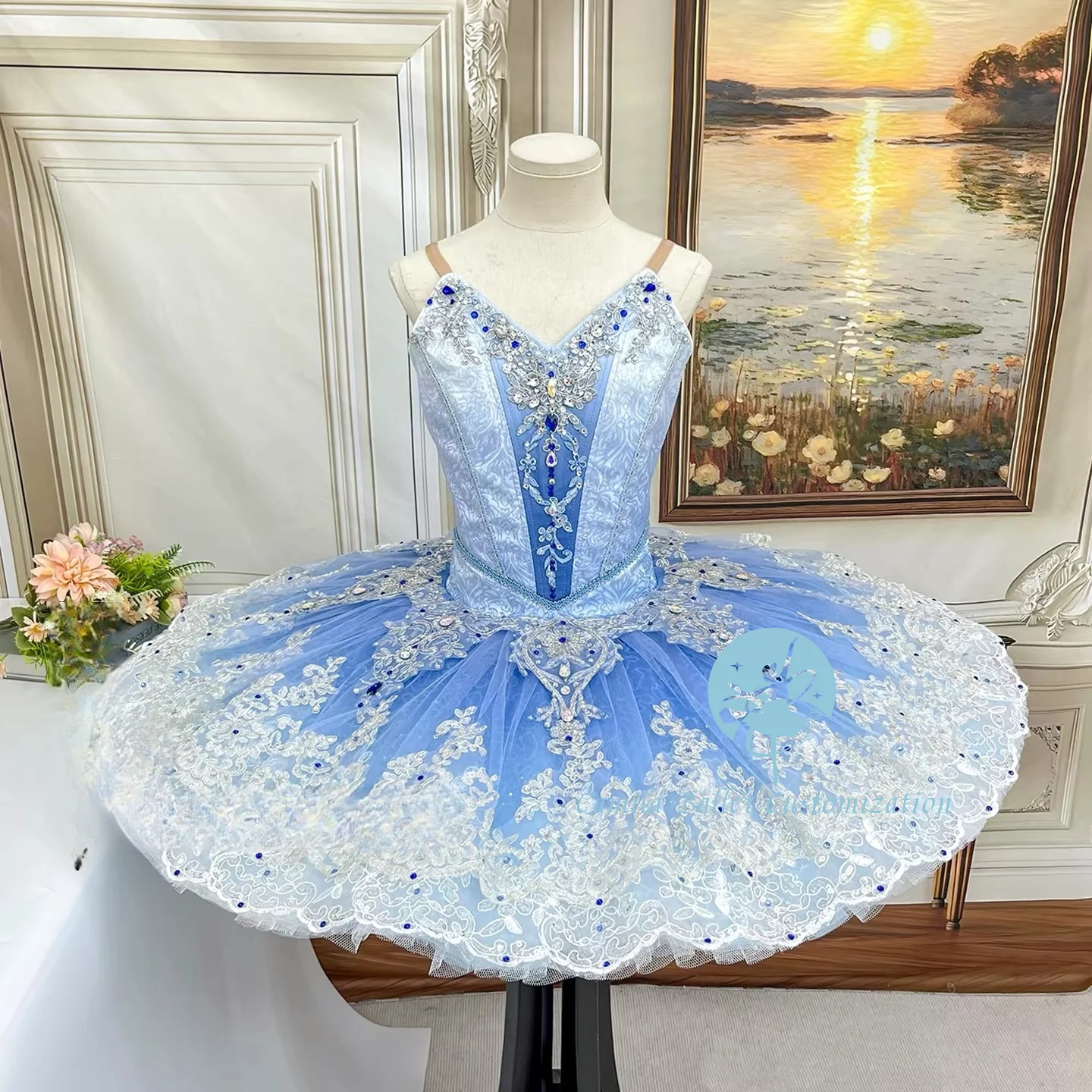 

New custom-made Blue Bird Silver Fairy Sleeping Beauty Variations Ballet Competition Performance TUTU Skirt for Adults and Child