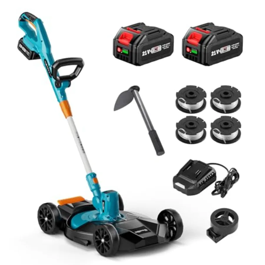 Aparador de cordas sem fio 3 em 1 com wacker de 12 polegadas, 2 baterias de 4,0Ah e carregador de 21V para cuidados com o gramado eficiente e jardim Mai