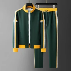 Terno masculino de alta qualidade outono e inverno com zíper cardigan jaqueta calças casuais roupas esportivas tendência da moda roupas masculinas