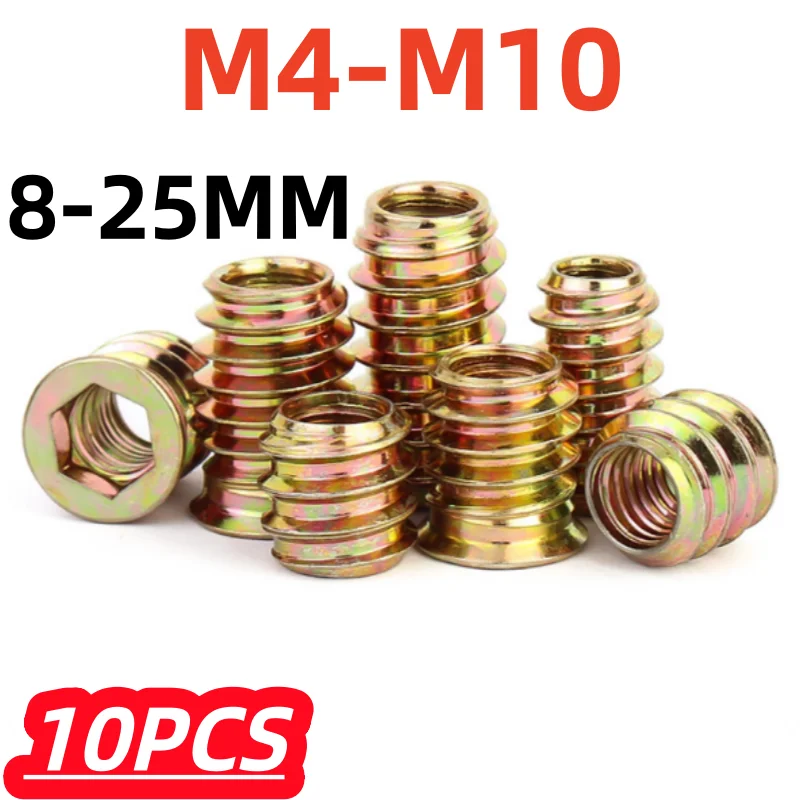 10Pcs/lot M4 M5-M10 Flanged Drive Head Nuts Support Zinc Alloy Thread Hexagon Hex Socket Head Embedded Wood Insert Nut Customize