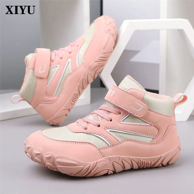 

Детские зимние сапоги XIYU: уличные, нескользящие, теплые, на флисовой подкладке, водонепроницаемые, высокие, спортивные, розовые