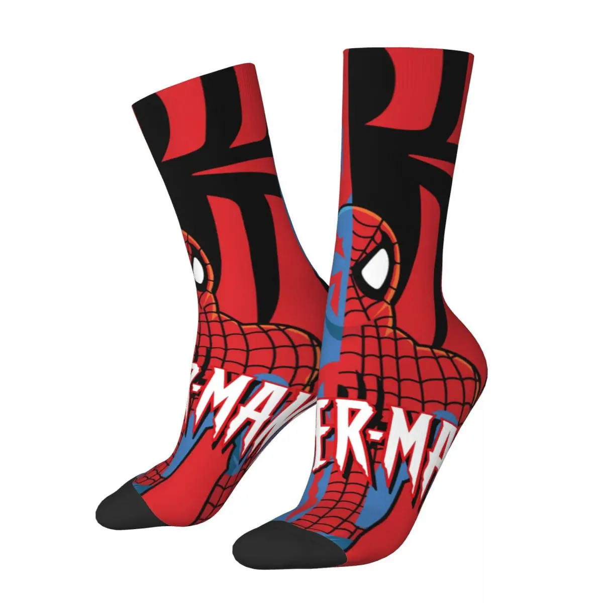 Happy Funny Signs Men's Socks Retro Harajuku Marvel Spider Man Hip Hop Novelty Seamless Crew Crazy Sock Gift Printed