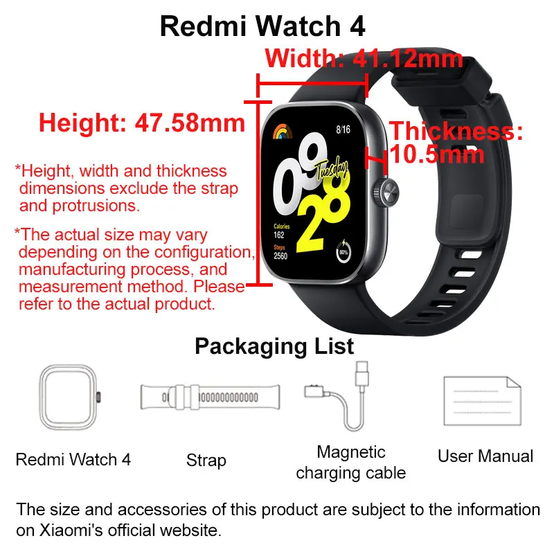 Xiaomi Redmi Watch 4 Smart Watch, 1.97\