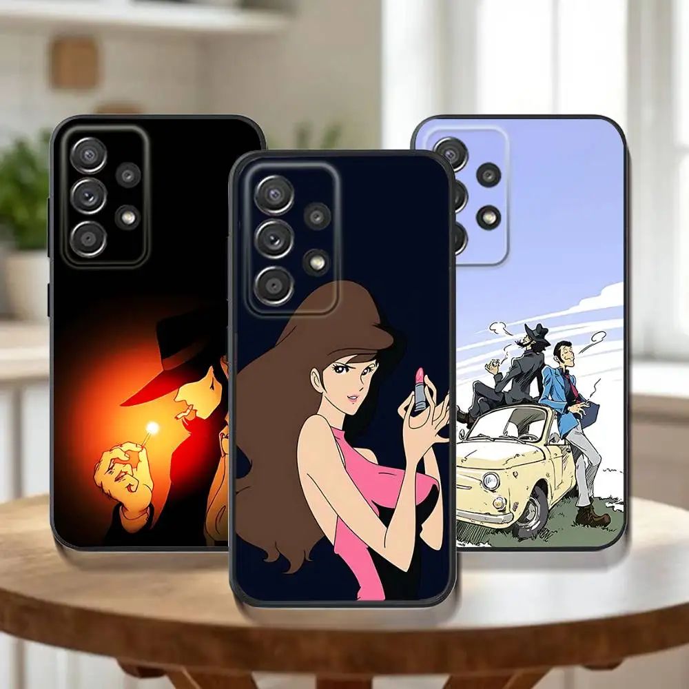 

Anime L-Lupin The Third Phone Case For Samsung Galaxy A73,31,32,72,41,53,52,71,22,5G,Note,J7,8,9 Soft Black Cover
