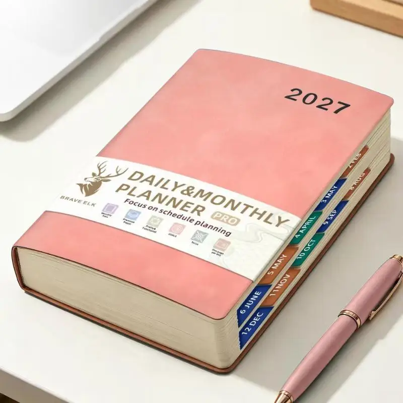 Efficiency A5 Agenda Planning Notebook Simple Portable To-do List Notebook English 2027 Schedule Planner Notepad Wear-resistant