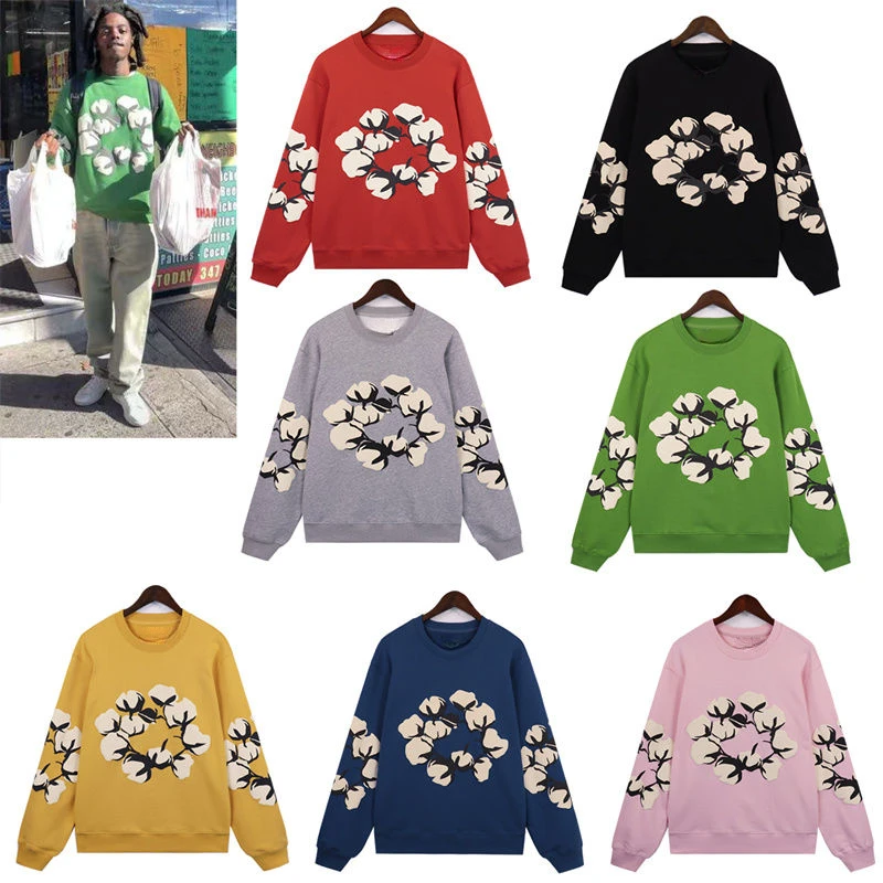 

American Street Outdoor Clothes Floral Print Crew Neck Top Harajuku Trendy and Versatile Tops Woman Clothing New Style Pullover