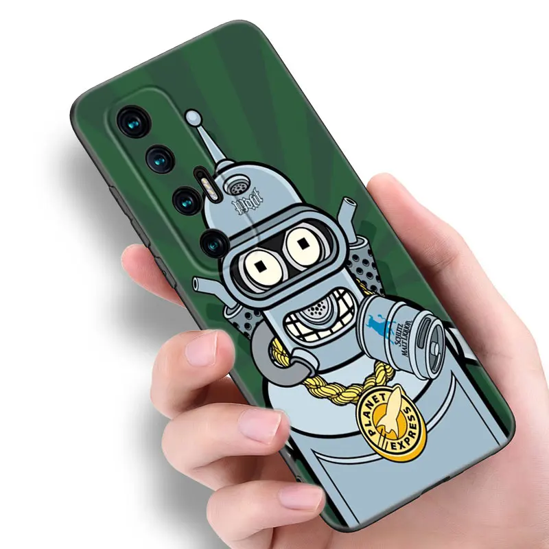 Cartoon Futurama Bender Black Phone Case For Xiaomi Mi 9 SE 8 10 10T 11 12 13 Lite 9T 11T 12S 12T 13T 14 Pro 5G NE 11i 12X