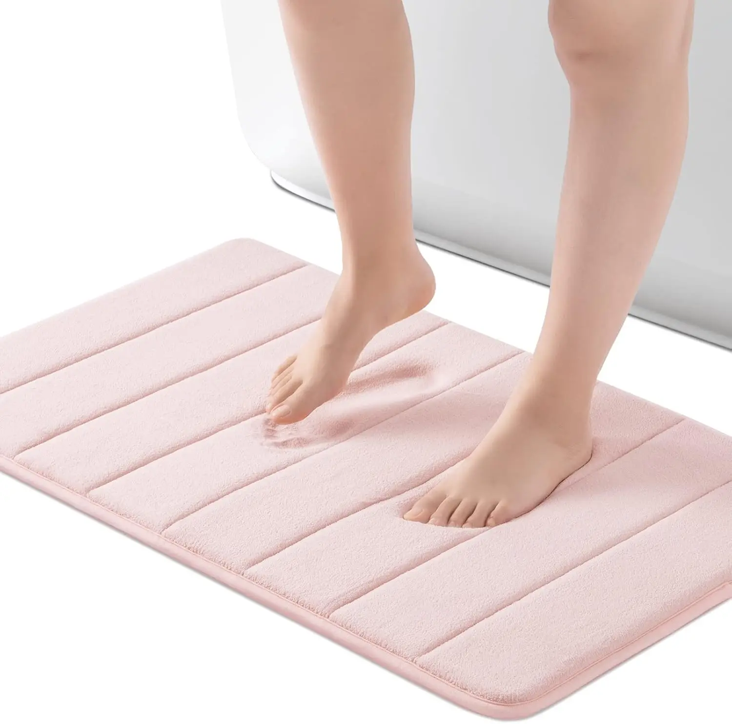 

Memory Foam Bath Mat 17" x 24" - Ultra Soft Non Slip Washable Bathroom Rugs for Shower Floor & Tub, Pink