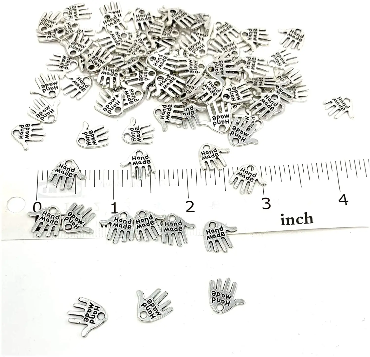 Wholesale 30pcs Hand Shaped Charms Alloy Metal Hand Made Tag Signs Pendants For DIY Jewelry Accessories Making 13*12mm