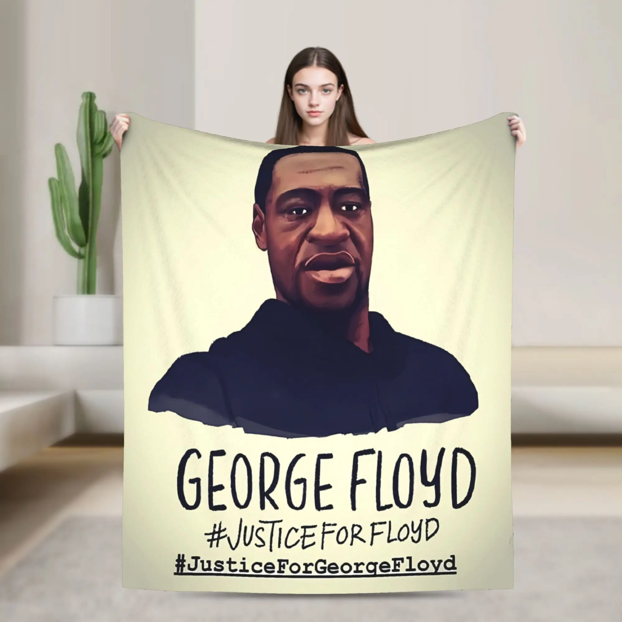 Justice for Georges Floydes Flannel Blankets  Soft Throw Blanket for Bedroom Camping Fashion Bedspread Sofa Bed Cover