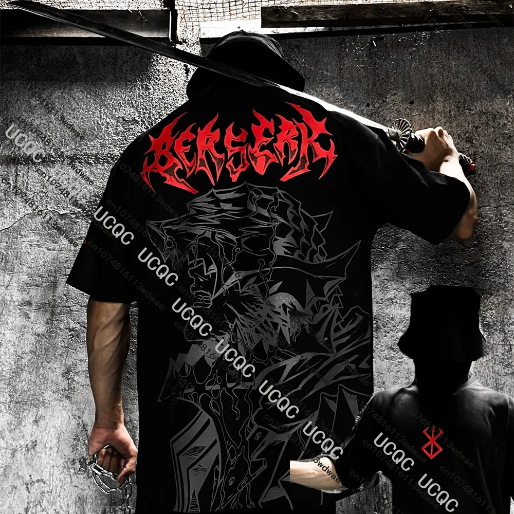 Berserk لهب الجمجمة المطبوعة المتضخم الرجال تي شيرت العصرية الشارع هالوين الجرافيك الرياضة الرجال الصالة الرياضية تجريب الذكور القوطية الشرير