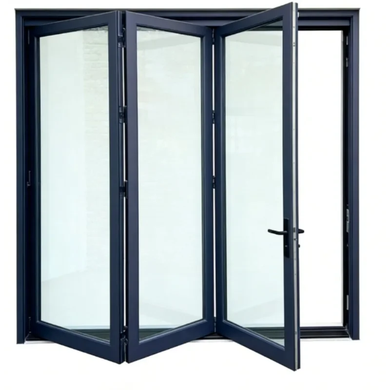 

Exterior Hurricane Proof Aluminium Glass Bi Folding Accordion Patio Doors Waterproof Windproof Heavy Duty For Home Garden Villa