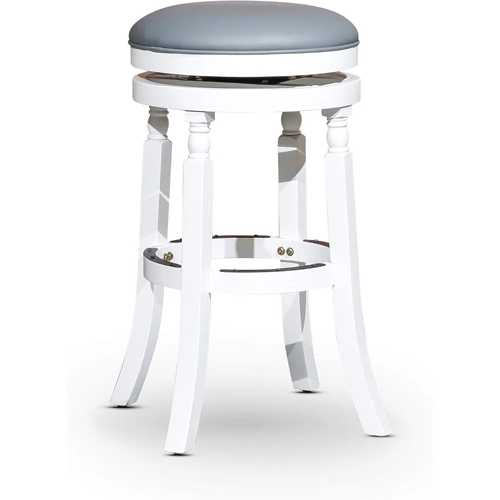 

Indoor Living Palmer Lake 26 Inch Counter Height Stools, Backless Swivel Bar Stool, White Finish with Gray Leather Seat, Contem