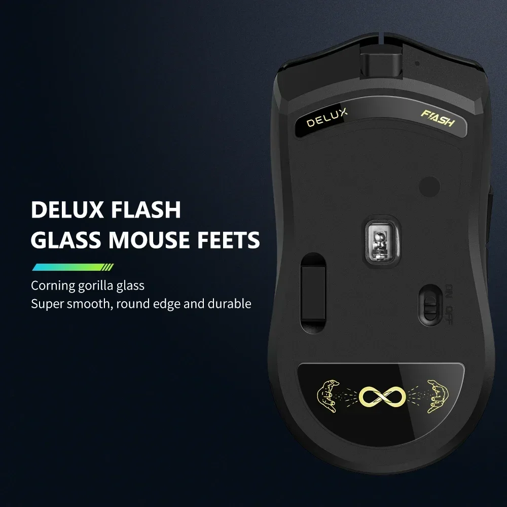 Delux M800 PRO PAW3395 Wireless Gaming Mouse Bluetooth Tri-Mode