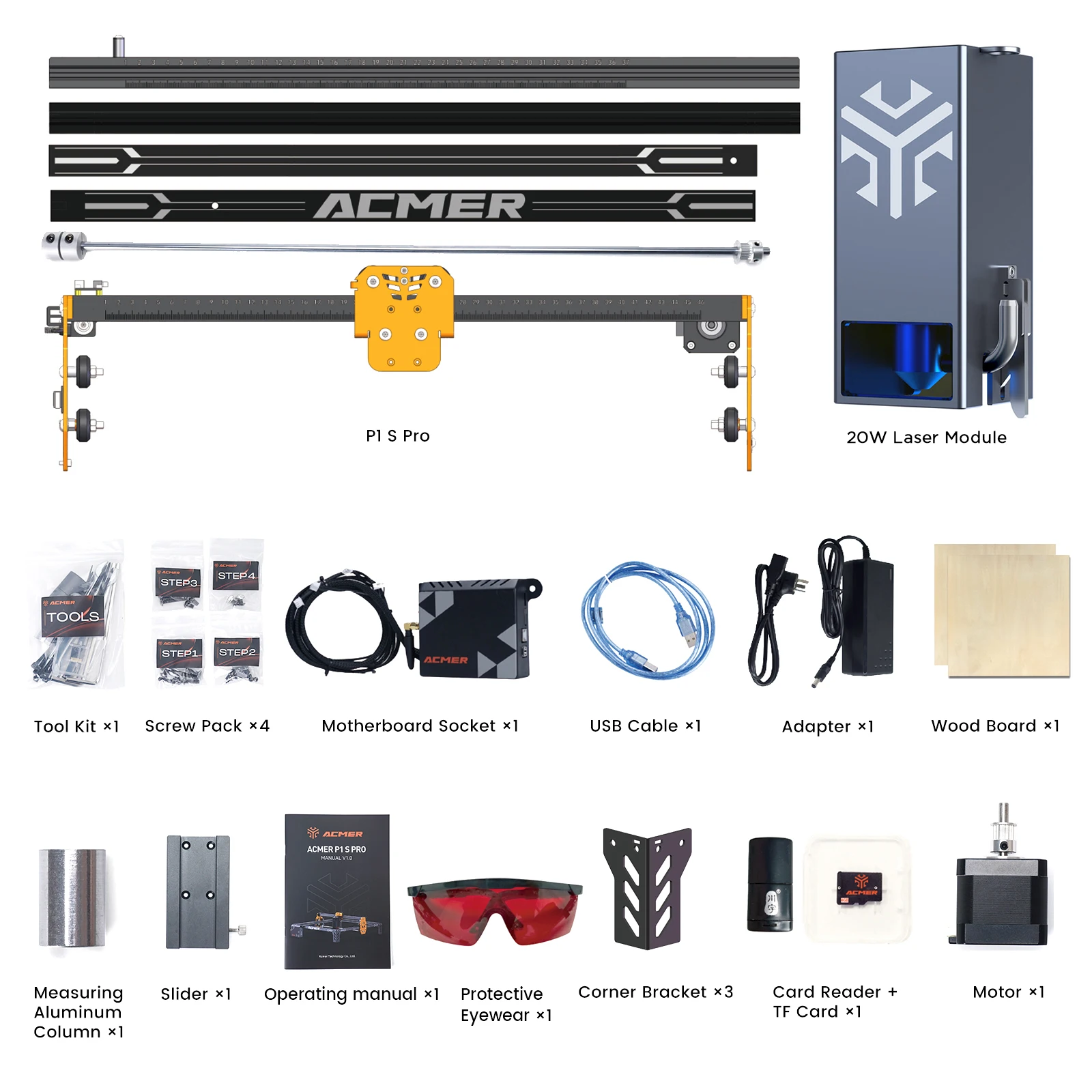 ACMER Laser Engraving Machine P1 S Pro Laser Engraver Cutting Machine with WIFI for Ceramic Acrylic Wood Glass Craft Enthusiast