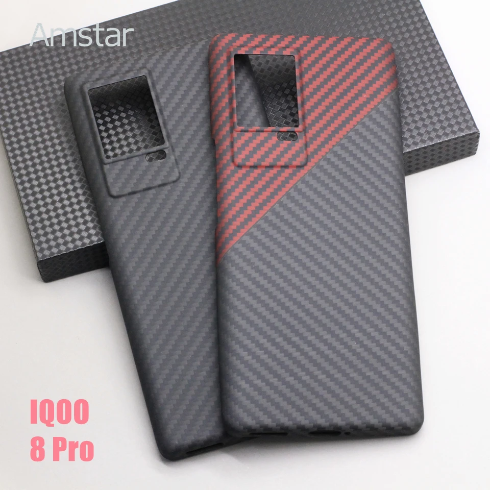 

Amstar Pure Carbon Fiber Protective Case VIVO IQOO 8 Pro Ultra-thin Anti-drop Business Aramid Fiber Case Cover IQOO 8.