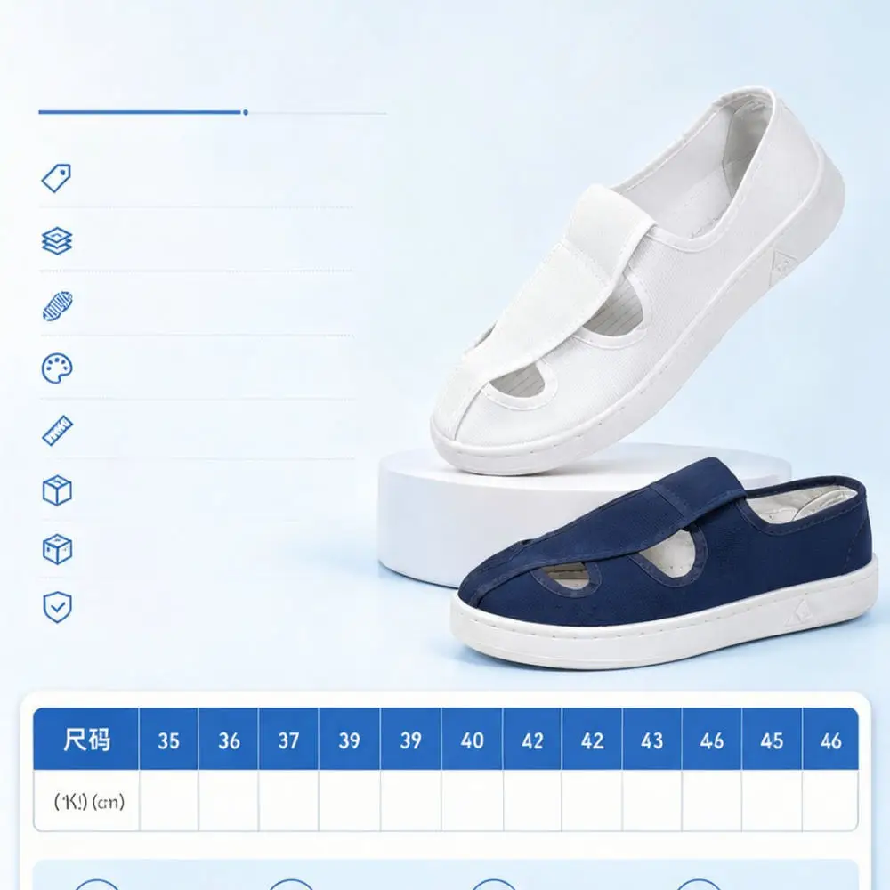 Antistatic Canvas Shoes For Cleanroom ESD Protective Footwear Industrial Lab Electronics Assembly Breathable Comfortable Design