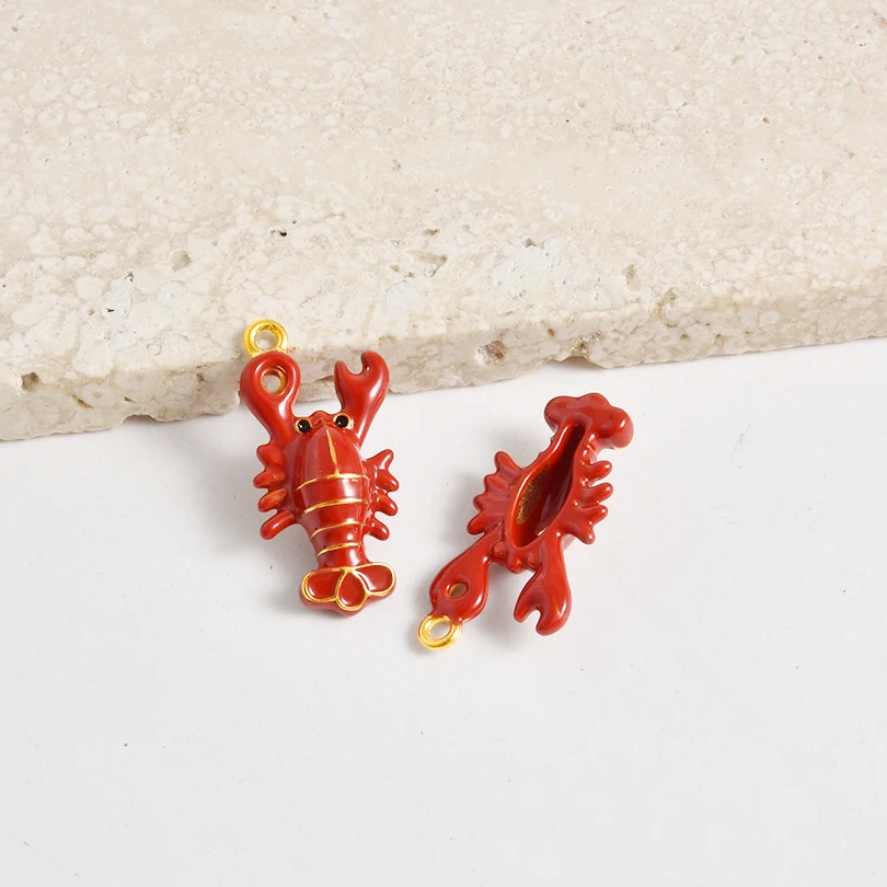 Cute 5pcs/Lot Sea Animal Stainless Steel Enamel Pendants Fish Coral Crab Lobster Crab Claw Pendant For DIY Jewelry Making Gift - Image 6