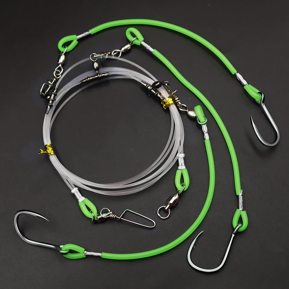ZYZHE 1/2 Stück Deep Drop Rigs, vorgebundene High-Low-Rigs mit abnehmbaren Stahlhaken, verbindbare Kunstköder-Meeresangelrigs – Detail 9