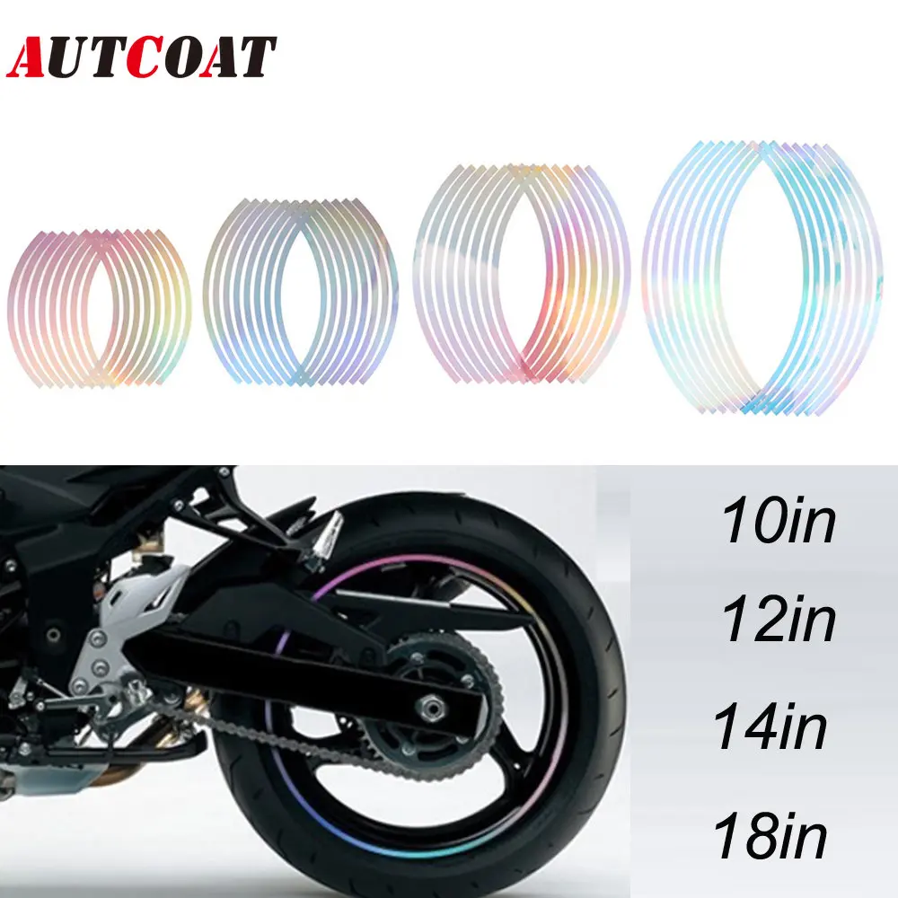 

1Set 16 Strips DIY Reflective Motorcycle Car Rims Stripe Wheel Decal Tape Stickers Tire Decals Bike Decoration Auto Accessories