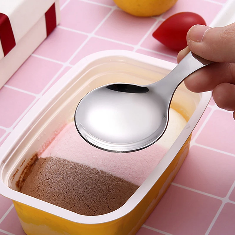 Cute Stainless Steel Spoon Short Handle Gold Ice Cream Tea Coffee Spoon Kids Spoon Kitchen Condiment Spice Scoop-Homeclub