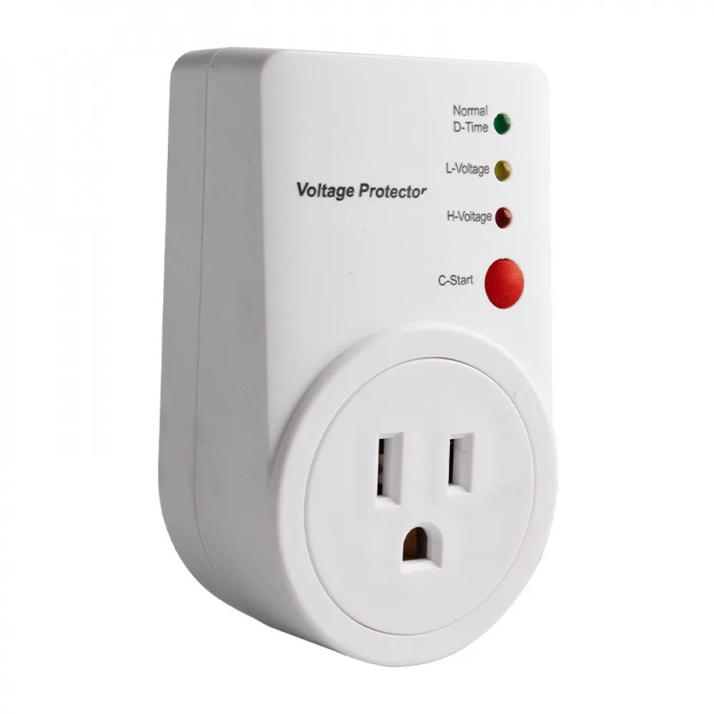 US/EU Plug Voltage and Surge Protector for Refrigerator Single Outlet 15A 1800W Over and Under Voltage/Short Circuit Protector