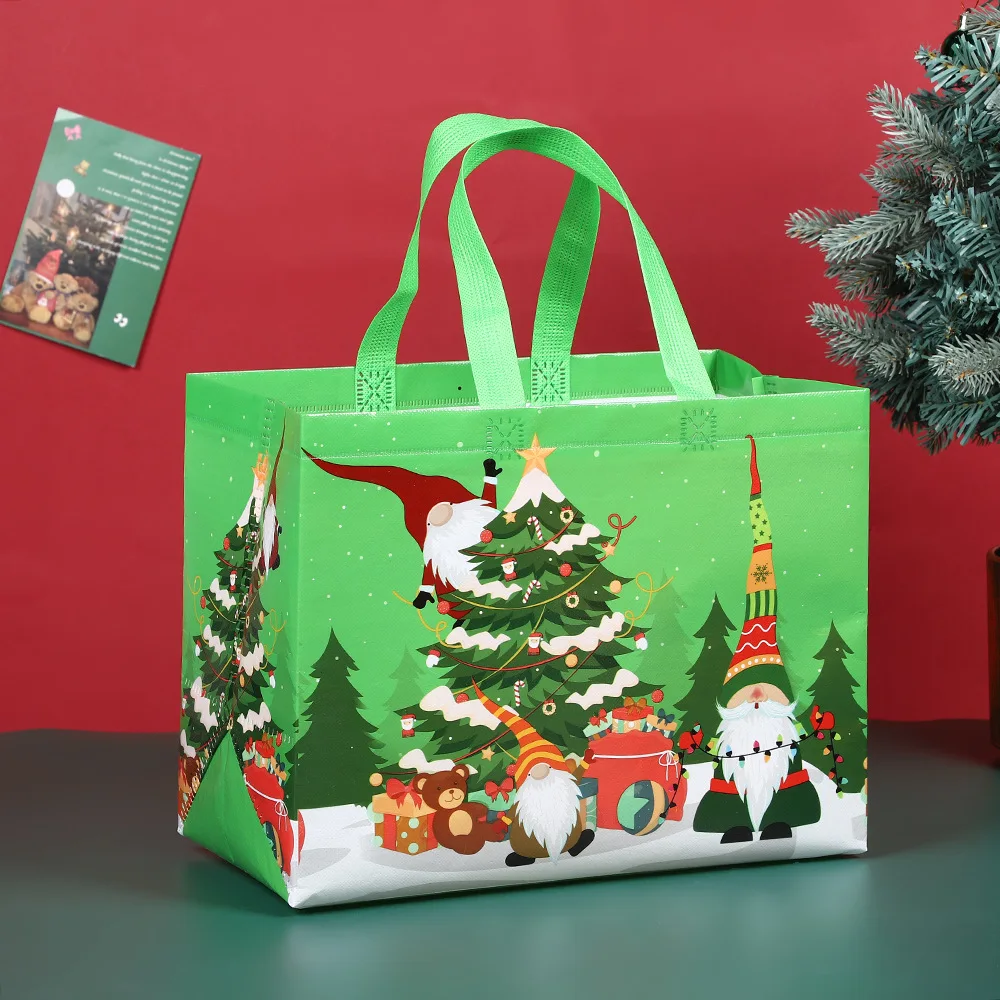 Large Capacity Christmas Gift Handbag Non-Woven Reusable Holiday Treat Packaging Bag For Christmas Party And New Year Gifts