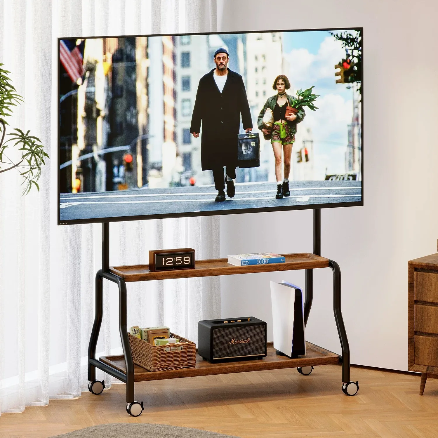 TV removable bracket floor-to-ceiling telescopic pulley cart Nordic style TV cabinet universal art hanger