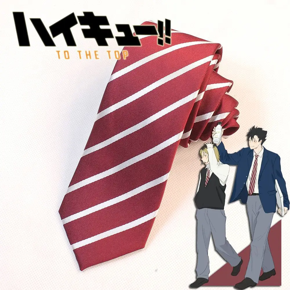 Haikyuu!! Japanese Striped Tie Anime Cosplay Accessories Bokuto Kotaro Kenma Kozume Student Ties Boy Girl JK DK Accessory Unisex