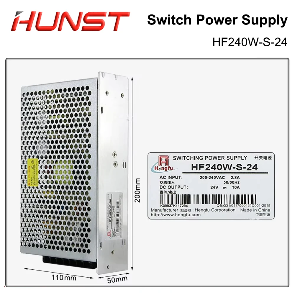 

HUNST Hengfu Switching Power Supply HF240W-S-24 HF240W-S-36 for Laser Engraving Machines, Marking Machines, CNC Machine Tools.