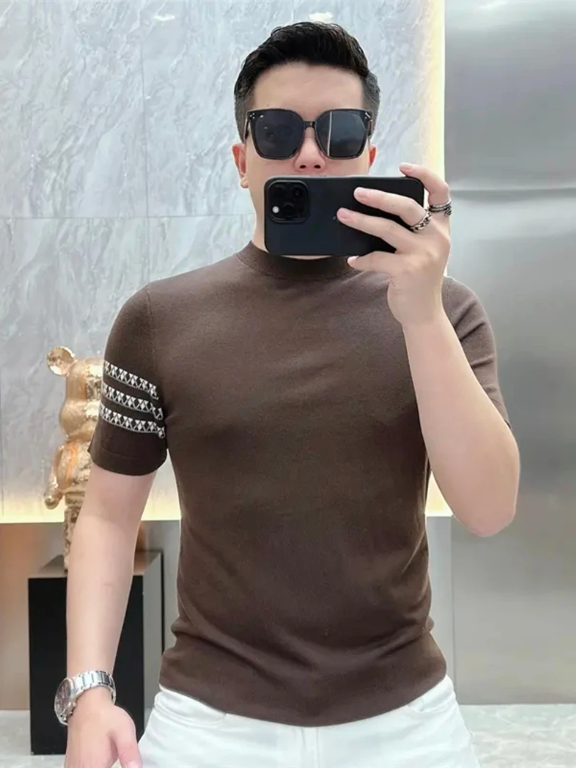 

F8802 Men's Faionable Knitted ort Sve Busin Casual High-End Sle Cool Busin Autumn New Arrival