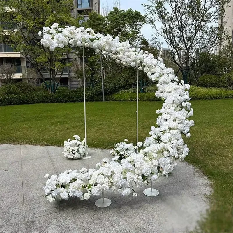 White Curved Arch Bracket for Wedding Stage Decoration New Background Frame Stand Suitable for Party Event Ceremony Backdrop
