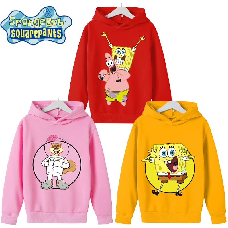Spongebob squarepants תינוק סווטשירט קריקטורה חמוד אנימה הדפס מעיל חום מגמות מזדמנים מגמות מזדמנים חולצות גבר בגדי ילדה