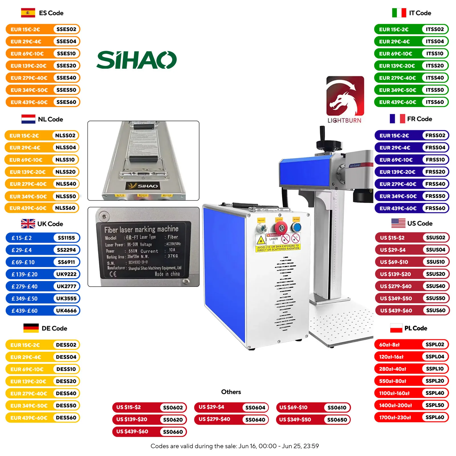 

SIHAO 30W/50W Fiber Laser Marking Machine - Metal/Stainless Steel Engraver for Jewelry, Gold/Silver Rings & Industrial Parts